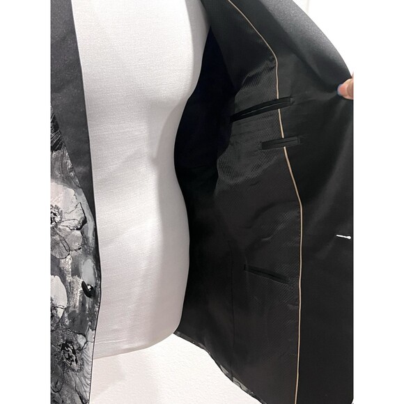 Paisley & Gray Blazer Men Size 42R Slim Fit Floral Shimmer Silver Preppy Elegant - Picture 12 of 15